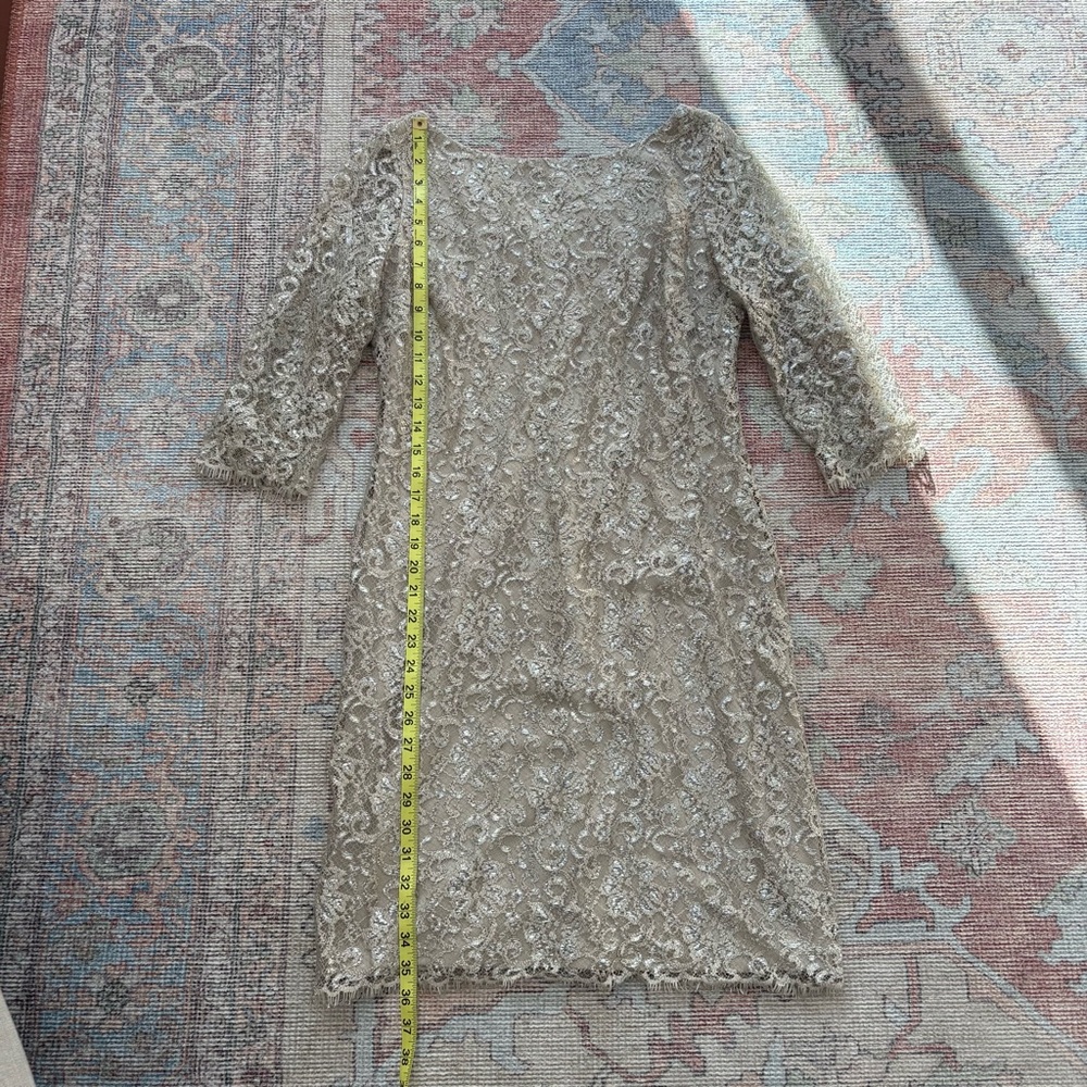 Calvin Klein Long Sleeve Lace Dress in Cream